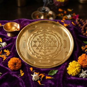 Consecrated 24K Gold Plated Brass Sri Yantra (6 Inch)